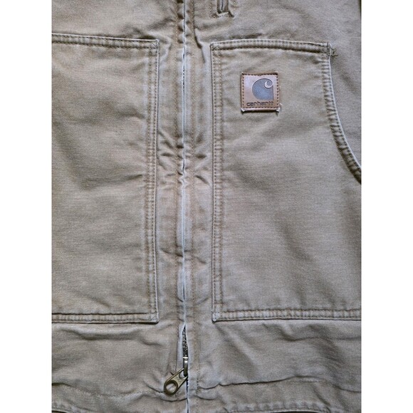 Vintage Carhartt Canvas Ridge Work Jacket Lined Large TALL C61 CML 14806 Tan - Picture 3 of 12